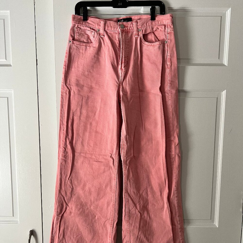 Gap Women's High-Rise Wide Leg Jeans Pink Rosette Size 8 / 29R - Picture 3 of 5